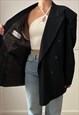 VINTAGE OVERSIZED BLAZER IN BLACK WITH GREY STRIPES