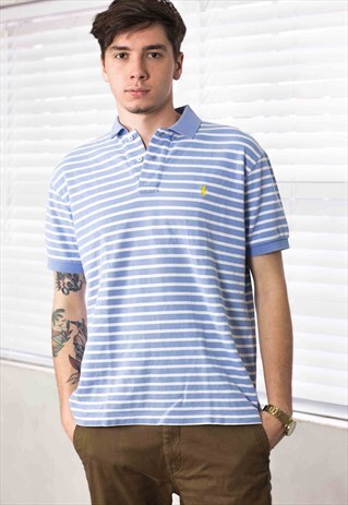 VINTAGE RALPH LAUREN STRIPPED SHIRT LOGO 90S L 10.2