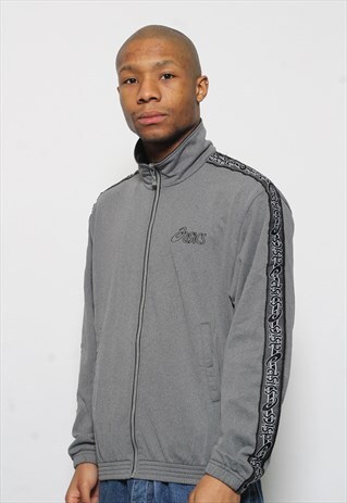 VINTAGE ASICS TAPE LOGO TRACK JACKET GREY