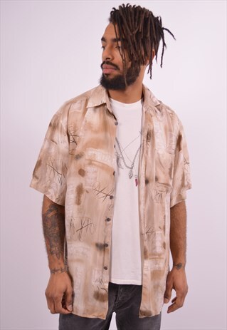 VINTAGE SILK SHIRT CRAZY PATTERN BEIGE