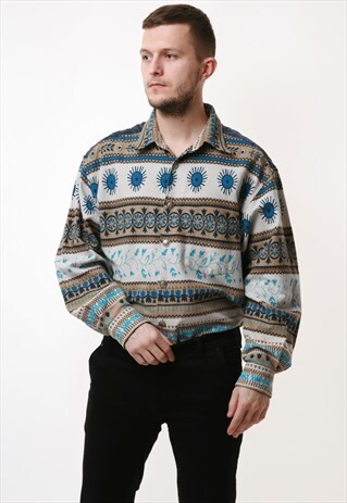 90S RARE OLDSCHOOL ABSTRACT VINTAGE COTTON SHIRT 16930