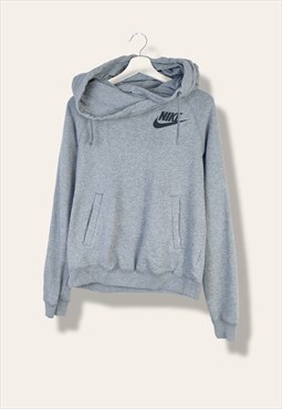 Vintage Nike Sweatshirt Hoodie Kanguru Pocket in Grey S