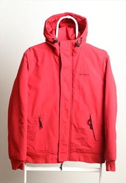 Vintage Carhartt Windbreaker Padded Hooded Jacket Red Size S