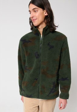 54 Floral Polar Zip Fleece Coat Jacket - Camouflage Green