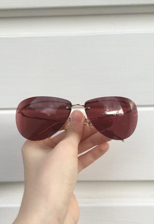 WOMENS VINTAGE 80S 90S FENDI SUNGLASSES OVAL RED LENS