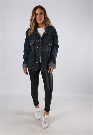 VINTAGE DENIM JACKET OVERSIZED FITTED UK 16 XL (JQ4B)