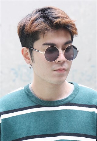 SHALEX BLACK ROUND SUNGLASSES
