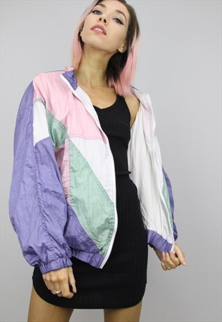 VINTAGE 80S/90S OVERSIZED COLOURFUL SHELL WINDBREAKER JACKET