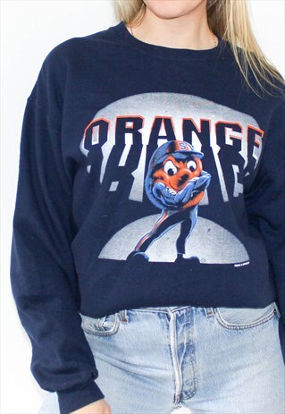 VINTAGE 90'S OVERSIZE FIT NAVY LOGO SWEATSHIRT