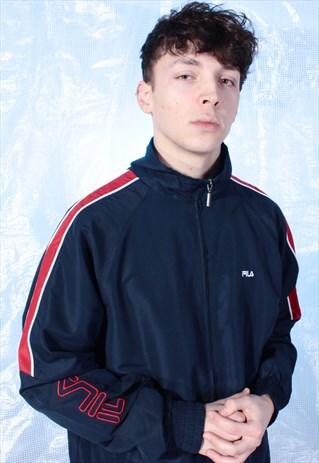 VINTAGE FILA NAVY AND RED LIGHTWEIGHT TRACK JACKET
