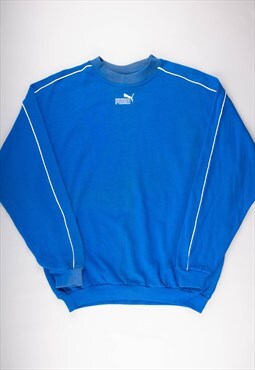 90's Blue Puma Centre Logo Backprint Sweatshirt - B1641