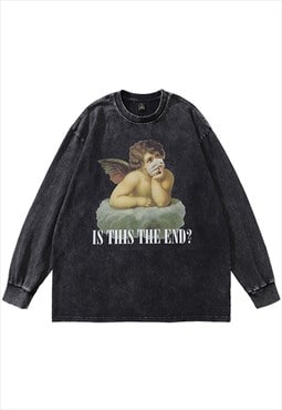 Angel t-shirt vintage poster tee long sleeve religion top