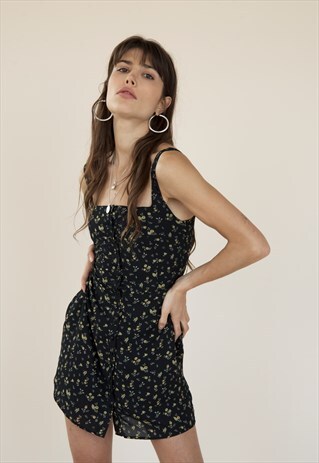 LAUREL BLACK FLORAL PINI DRESS