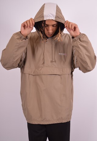 REEBOK MENS VINTAGE PULLOVER JACKET XXL BROWN 90S