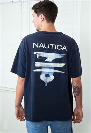 VINTAGE NAUTICA T-SHIRT LOGO 90S XXL 10.1