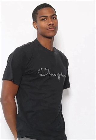 VINTAGE CHAMPION BIG SPELL OUT LOGO T-SHIRT GREY
