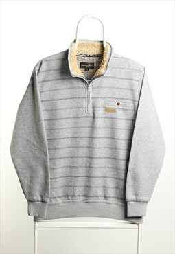Vintage Claudio Valentino 1/4 zip Striped Sweatshirt Grey