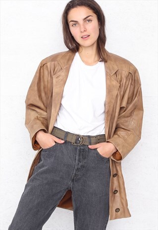 VINTAGE BROWN LEATHER COAT