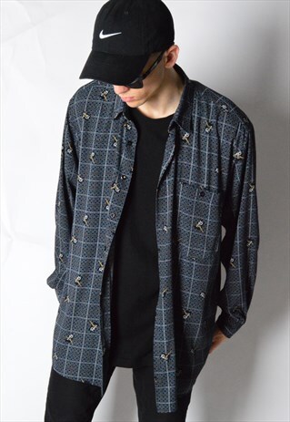 VINTAGE 90S NAVY BLUE PARIS LONG SLEEVE SHIRT