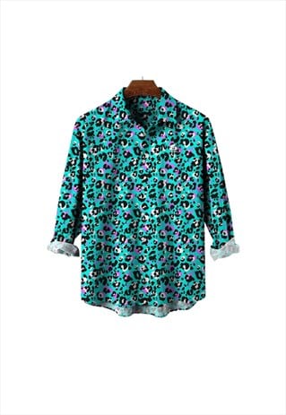 TURQUOISE TEMPEST LEOPARD PRINT SHIRT