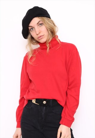 VINTAGE 90S RED TURTLE POLO HIGH NECK TOP