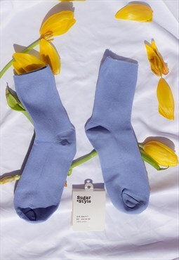Blue Grey Colour Block Socks