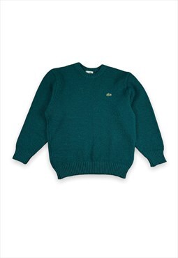 Lacoste Chemise Vintage 80s Green Chunky Knit Jumper