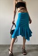Vintage Y2K 00s ruffle midi skirt in blue