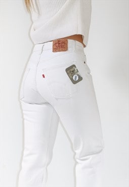 90's 501 Button Fly Mid Rise White Levi Jeans