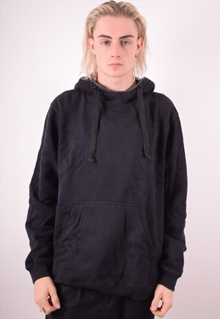 CHAMPS MENS VINTAGE HOODIE JUMPER LARGE BLACK 90S