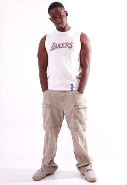 Vintage 90s  Lakers  Tank Top  T-Shirt in White
