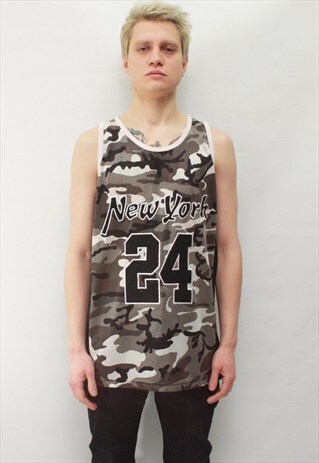 VINTAGE 90' AMAZING CLASSIC COOL CAMO BASKETBALL TOP