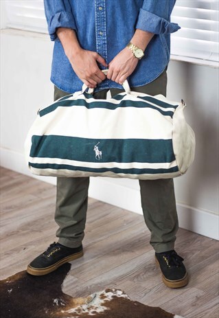 VINTAGE POLO RALPH LAUREN BAG DUFFLE LOGO 90S X 19.3