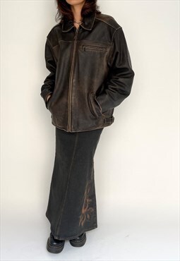 Vintage Faded Brown Leather Jacket