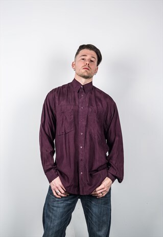 VINTAGE 1980S PURPLE SILK SHIRT