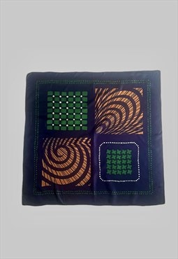 70's Vintage Blue Green Abstract Ladies Scarf