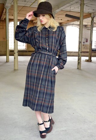 80'S VINTAGE WOOL ELEGANCE DRESS