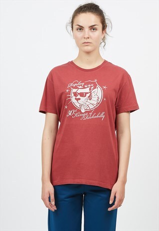 90S VINTAGE RED REPLAY LOGO CREW NECK T-SHIRT