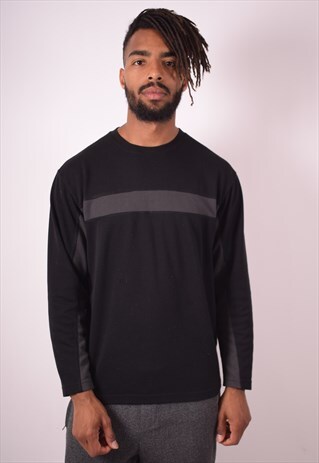 THE NORTH FACE MENS VINTAGE TOP LONG SLEEVE LARGE BLACK 90S