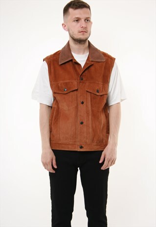 90S VINTAGE EAGLE FORCE LEATHER WAISTCOAT VESTS 14207