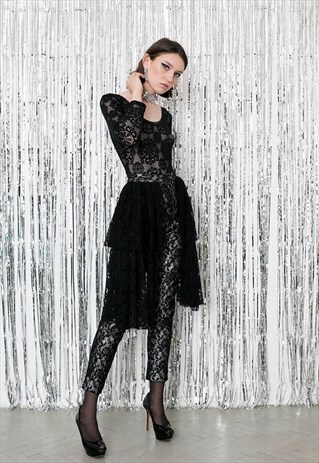 EXCLUSIVE WINGED SILVER LACE PANTS
