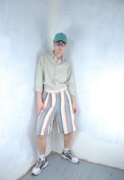 Vintage 80's baggy board long funky stripped festival shorts