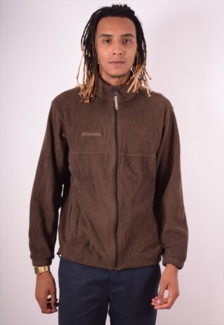 COLUMBIA MENS VINTAGE FLEECE JACKET LARGE BROWN 90S
