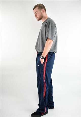 VINTAGE 90S CHAMPION NYLON TRACK PANTS WITH SIDE STRIPE