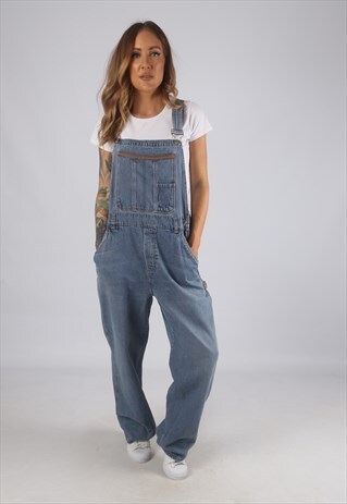 VINTAGE DENIM DUNGAREES WIDE LEG UK 16 XL (G2O)