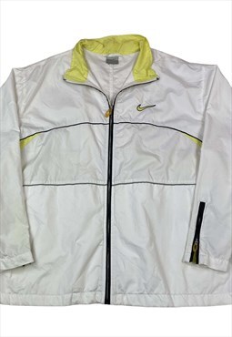 White nike logo embroilery full zip up windbreaker jacket