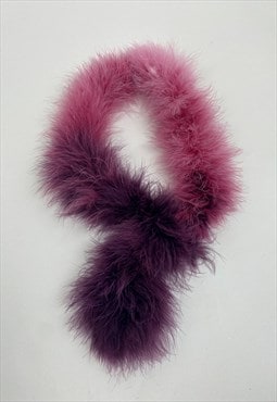 70's Vintage Ladies Scarf Fluffy Pink Purple Neck Piece