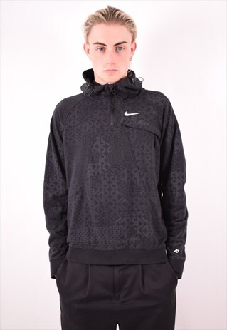 NIKE MENS VINTAGE HOODIE SWEATER MEDIUM BLACK 90S