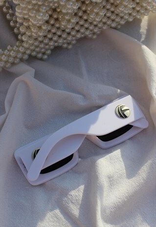 'MIAMI VICE' WHITE CHUNKY FRAME SUNGLASSES