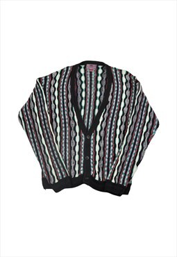 Vintage Coogi Style Knitted Cardigan Retro Pattern Ladies La